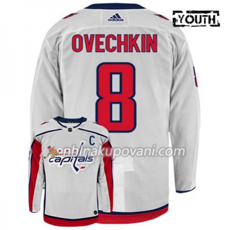 Washington Capitals Dresy Alex Ovechkin 8 Adidas Bílá Authentic - Dětské